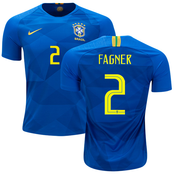 Brazil #2 Fagner Away Soccer Country Jersey Brazil #2 Fagner Away Soccer Country Jersey