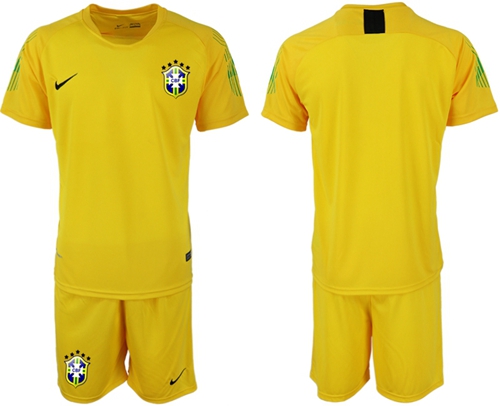 Brazil Blank Yellow Goalkeeper Soccer Country Jersey Brazil Blank Yellow Goalkeeper Soccer Country Jersey