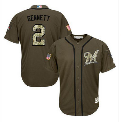 Brewers #2 Scooter Gennett Green Salute to Service Stitched MLB Jersey