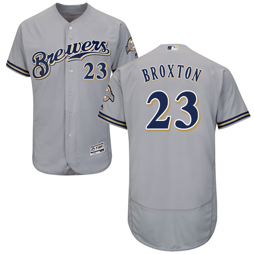 Brewers #23 Keon Broxton Grey Flexbase Authentic Collection Stitched Baseball Jersey Brewers #23 Keon Broxton Grey Flexbase Authentic Collection Stitched Baseball Jersey