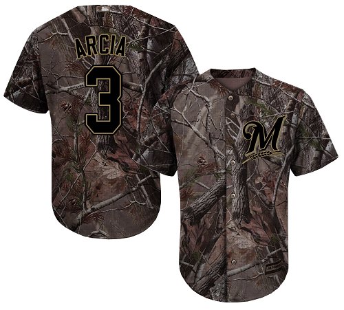 Brewers #3 Orlando Arcia Camo Realtree Collection Cool Base Stitched Baseball Jersey
