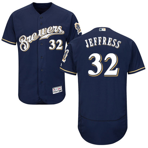 Brewers #32 Jeremy Jeffress Navy Blue Flexbase Authentic Collection Stitched Baseball Jersey