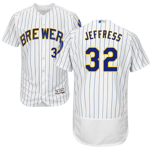 Brewers #32 Jeremy Jeffress White Strip Flexbase Authentic Collection Stitched Baseball Jersey Brewers #32 Jeremy Jeffress White Strip Flexbase Authentic Collection Stitched Baseball Jersey