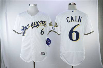 Brewers #6 White Flexbase Authentic Collection Stitched MLB Jersey