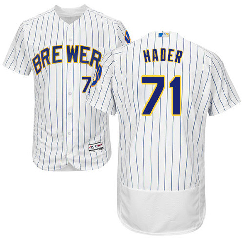 Brewers #71 Josh Hader White Strip Flexbase Authentic Collection Stitched Baseball Jersey Brewers #71 Josh Hader White Strip Flexbase Authentic Collection Stitched Baseball Jersey