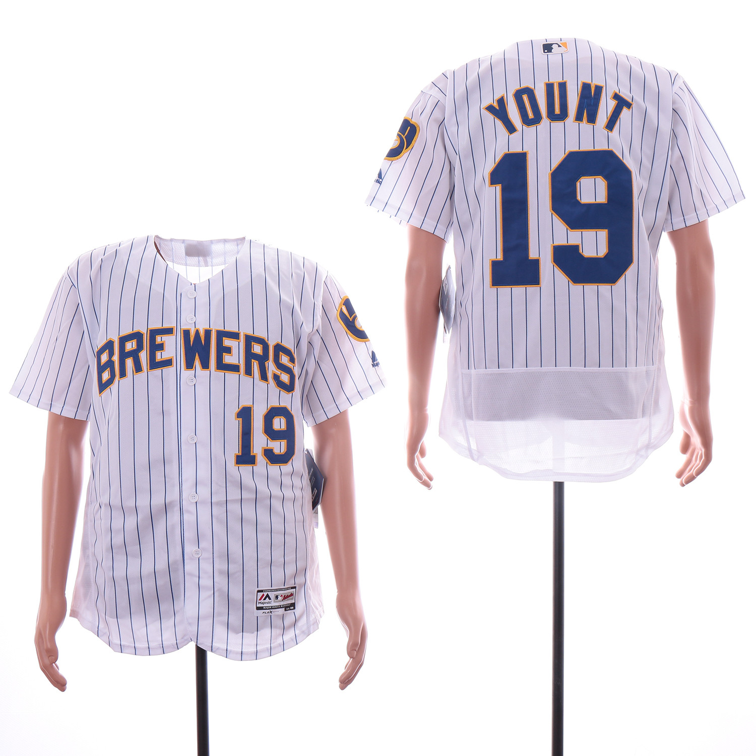 Brewers 19 Robin Yount White Flexbase Jersey Brewers 19 Robin Yount White Flexbase Jersey