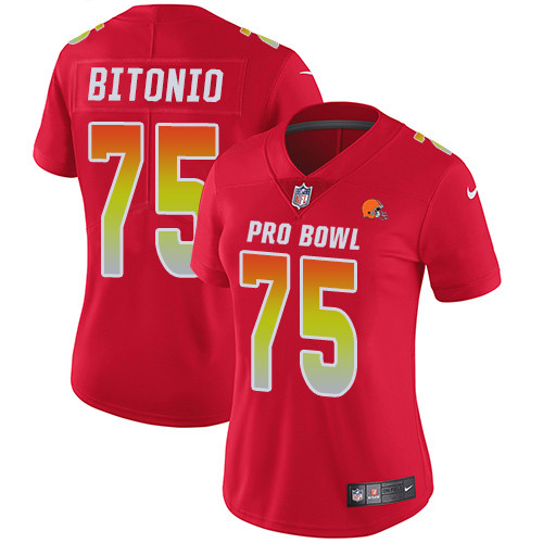 Browns #75 Joel Bitonio Red Women's Stitched Football Limited AFC 2019 Pro Bowl Jersey Browns #75 Joel Bitonio Red Women's Stitched Football Limited AFC 2019 Pro Bowl Jersey