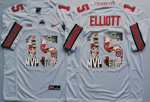 Buckeyes #15 Ezekiel Elliott White Player Fashion Stitched NCAA Jersey Buckeyes #15 Ezekiel Elliott White Player Fashion Stitched NCAA Jersey