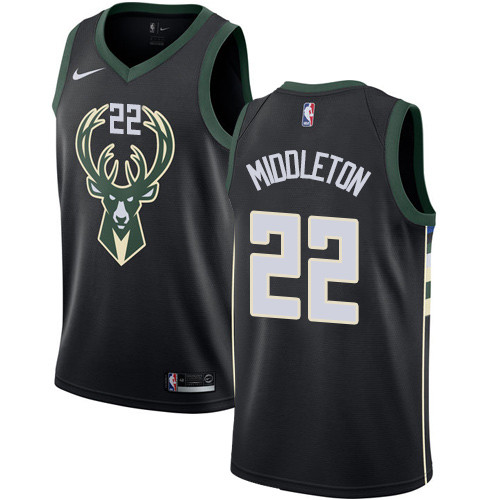 Bucks #22 Khris Middleton Black Women's Basketball Swingman Statement Edition Jersey
