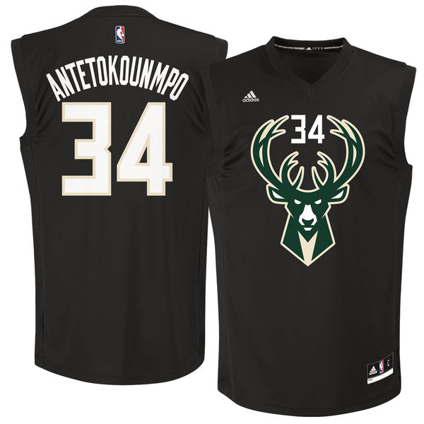 Bucks #34 Giannis Antetokounmpo Black Fashion Replica Jersey