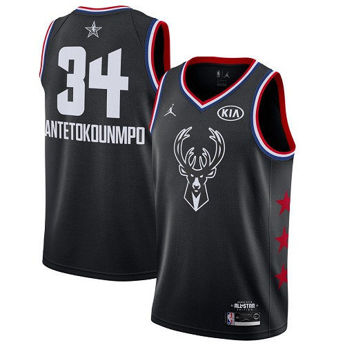 Bucks #34 Giannis Antetokounmpo Black Women's Basketball Jordan Swingman 2019 All-Star Game Jersey