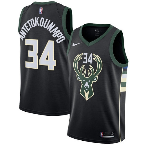 Bucks #34 Giannis Antetokounmpo Black Women's Basketball Swingman Statement Edition Jersey