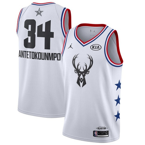 Bucks #34 Giannis Antetokounmpo White Women's Basketball Jordan Swingman 2019 All-Star Game Jersey