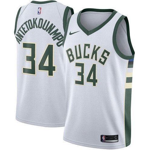 Bucks #34 Giannis Antetokounmpo White Women's Basketball Swingman Association Edition Jersey