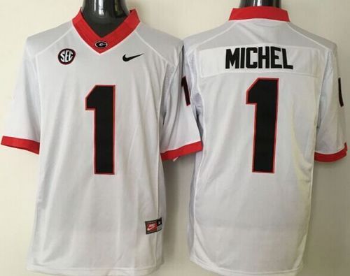 Bulldogs #1 Sony Michel White Limited SEC Patch Stitched NCAA Jersey Bulldogs #1 Sony Michel White Limited SEC Patch Stitched NCAA Jersey