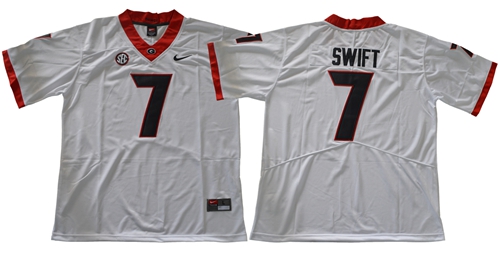 Bulldogs #7 D'Andre Swift White Limited Stitched NCAA Jersey Bulldogs #7 D'Andre Swift White Limited Stitched NCAA Jersey