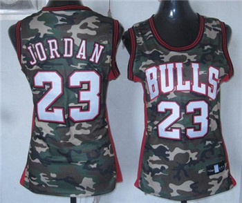 Bulls #23 Michael Jordan Camo Stealth Collection Women's Stitched NBA Jersey