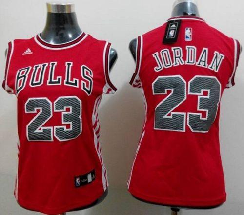 Bulls #23 Michael Jordan Red Road Women's Stitched NBA Jersey