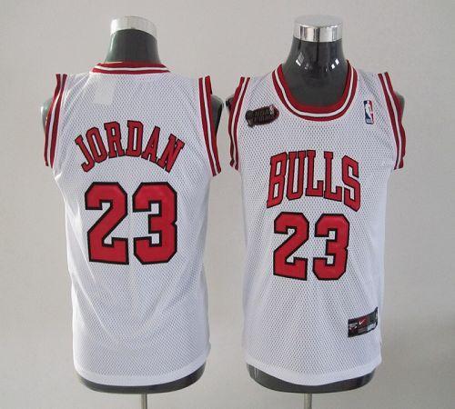 Bulls #23 Michael Jordan White Champion Patch Stitched Youth NBA Jersey Bulls #23 Michael Jordan White Champion Patch Stitched Youth NBA Jersey