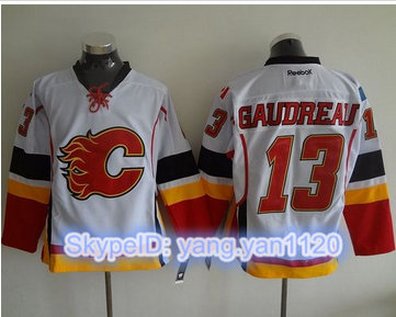 Calgary Flames #13 Johnny Gaudreau White Stitched NHL Jersey