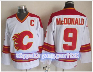Calgary Flames #9 Lanny McDonald White CCM Throwback Stitched NHL Jersey