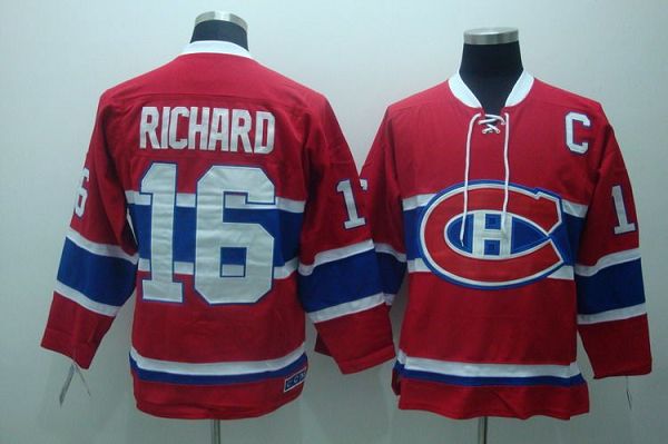 Youth Canadiens #16 Henri Richard Stitched Red CH CCM Throwback NHL Jersey Youth Canadiens #16 Henri Richard Stitched Red CH CCM Throwback NHL Jersey