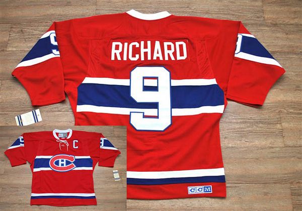 Youth Canadiens #9 Henri Richard Stitched Red CH CCM Throwback NHL Jersey Youth Canadiens #9 Henri Richard Stitched Red CH CCM Throwback NHL Jersey