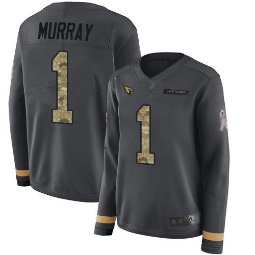 Cardinals #1 Kyler Murray Anthracite Salute to Service Women's Stitched Football Limited Therma Long Sleeve Jersey Cardinals #1 Kyler Murray Anthracite Salute to Service Women's Stitched Football Limited Therma Long Sleeve Jersey