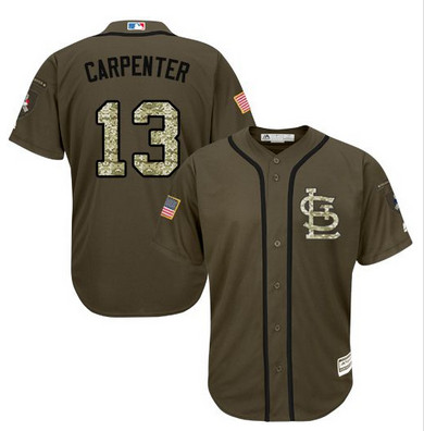 Cardinals #13 Matt Carpenter Green Salute to Service Stitched MLB Jersey