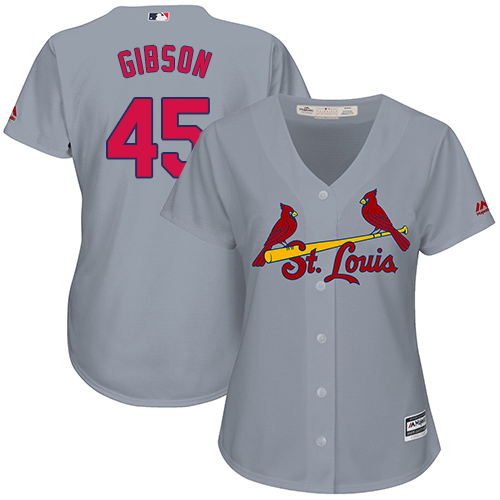 Cardinals #45 Bob Gibson Grey Road Women's Stitched MLB Jersey Cardinals #45 Bob Gibson Grey Road Women's Stitched MLB Jersey