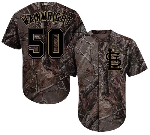 Cardinals #50 Adam Wainwright Camo Realtree Collection Cool Base Stitched Youth Baseball Jersey