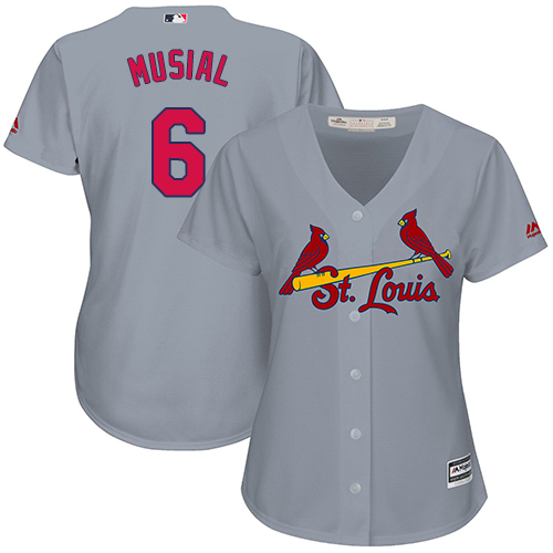 Cardinals #6 Stan Musial Grey Road Women's Stitched MLB Jersey Cardinals #6 Stan Musial Grey Road Women's Stitched MLB Jersey