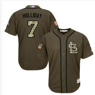 Cardinals #7 Matt Holliday Green Salute to Service Stitched MLB Jersey