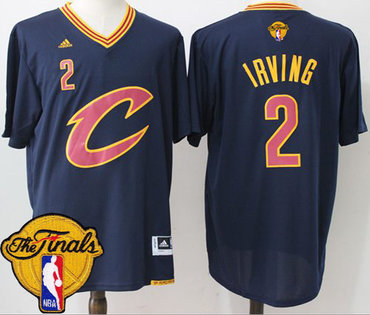 Cavaliers #2 Kyrie Irving Navy Blue Short Sleeve C The Finals Patch Stitched NBA Jersey