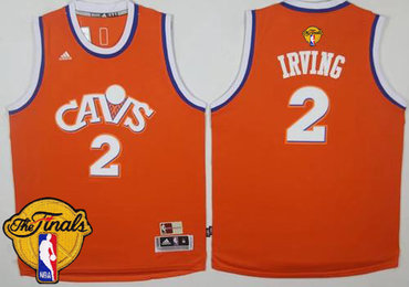 Cavaliers #2 Kyrie Irving Orange CAVS Throwback The Finals Patch Stitched NBA Jersey