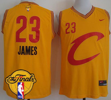 Cavaliers #23 LeBron James Gold Nike C The Finals Patch Stitched NBA Jersey