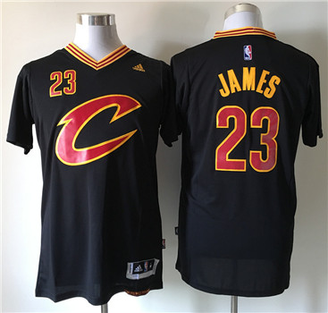 Cavaliers #23 LeBron James Navy Black Short Sleeve C Stitched NBA Jersey