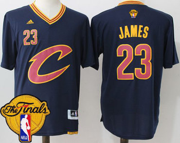 Cavaliers #23 LeBron James Navy Blue Short Sleeve C The Finals Patch Stitched NBA Jersey