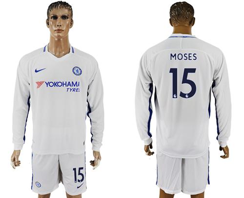 Chelsea #15 Moses Away Long Sleeves Soccer Club Jersey Chelsea #15 Moses Away Long Sleeves Soccer Club Jersey