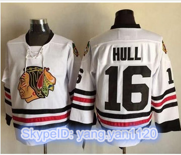Chicago Blackhawks #16 Bobby Hull White CCM Throwback Stitched NHL Jersey