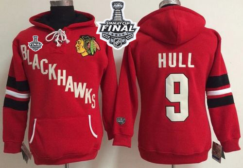 Chicago Blackhawks #9 Bobby Hull Red Women's Old Time Heidi 2015 Stanley Cup NHL Hoodie Chicago Blackhawks #9 Bobby Hull Red Women's Old Time Heidi 2015 Stanley Cup NHL Hoodie
