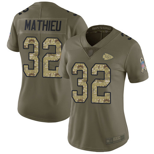 Chiefs #32 Tyrann Mathieu Olive Camo Women's Stitched Football Limited 2017 Salute to Service Jersey Chiefs #32 Tyrann Mathieu Olive Camo Women's Stitched Football Limited 2017 Salute to Service Jersey