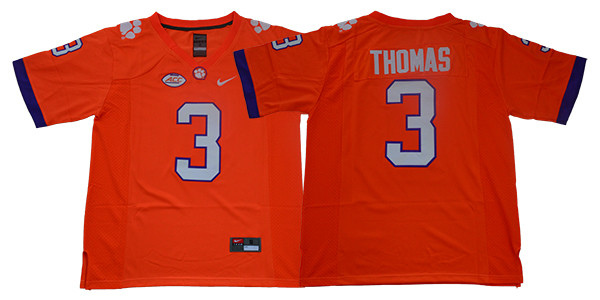 Clemson Tigers 3 Xavier Thomas Orange College Football Jersey Clemson Tigers 3 Xavier Thomas Orange College Football Jersey