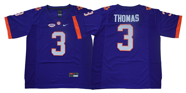 Clemson Tigers 3 Xavier Thomas Purple College Football Jersey Clemson Tigers 3 Xavier Thomas Purple College Football Jersey