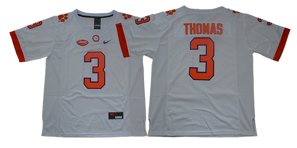 Clemson Tigers 3 Xavier Thomas White College Football Jersey Clemson Tigers 3 Xavier Thomas White College Football Jersey