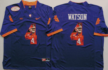 Clemson Tigers 4 Deshaun Watson Purple Portrait Number College Jersey Clemson Tigers 4 Deshaun Watson Purple Portrait Number College Jersey