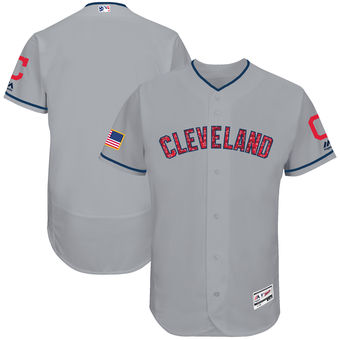 Cleveland Indians Majestic 2017 Stars & Stripes Authentic Collection FlexBase Team Jersey - Gray
