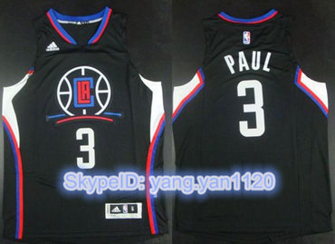 Clippers #3 Chris Paul Black Climacool Stitched NBA Jersey