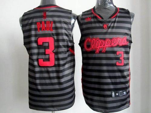 Clippers #3 Chris Paul Black Grey Groove Stitched NBA Jersey