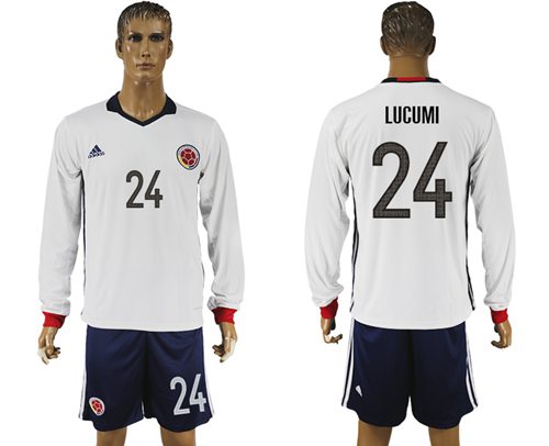 Colombia #24 Lucumi Away Long Sleeves Soccer Country Jersey